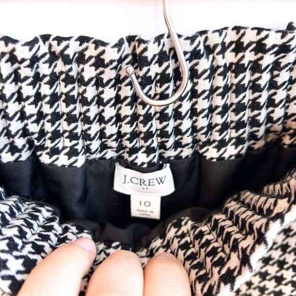 J. Crew Factory Wool Blend Black White Houndstooth Plaid Sidewalk Skirt 10 - Picture 4 of 8